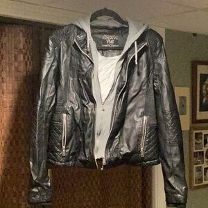 YMI Black Bomber Jacket Sleek Varsity Style With Sherpa Lining